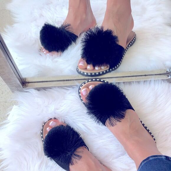 Verano Rio Black Poof Mule Slide Sandal Slipper 11 - Picture 7 of 8